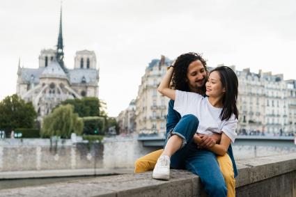 Happy couple in Paris, France